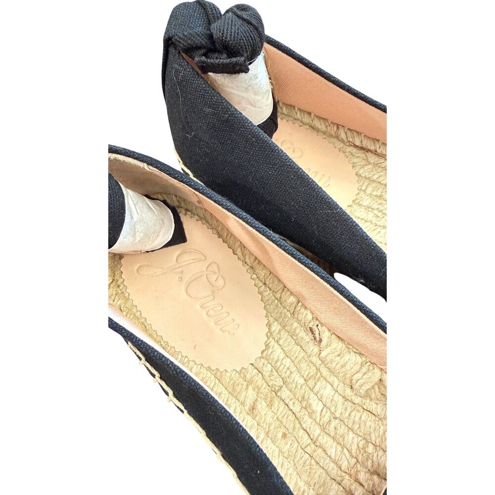 J.Crew Lace-Up Espadrille Flats Navy Canvas Ribbon Tie Size 8.5 NWOT Summer - Picture 3 of 12